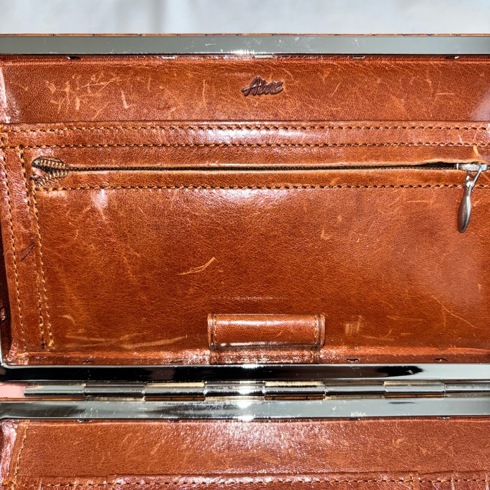 Abas Tan Crocodile Embossed Clutch - Picture 9 of 11